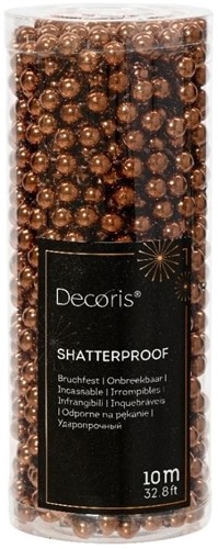 Actie Parelketting, 8 mm Espresso rol +/-10 m Parelguirlande voor bloemschikken, hobby en bruidsdecoratie