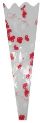 Hoes voor enkele bloem 45x13. 5x3 Wit mt Rode hartjes hoes voor 1 bloem