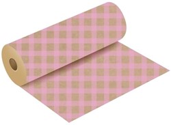 Bloemenpapier KRAFTPAPIER ROL 50cm. X 3kg Gingham Baby Roze  cadeaupapier WITH POLISHED FINISH