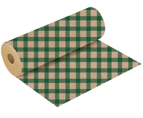 Bloemenpapier KRAFTPAPIER ROL 50cm. X 3kg GINGHAM RED/NATURAL cadeaupapier WITH POLISHED FINISH