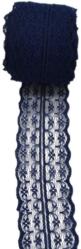 Budget Lint Kant Navy Blue +/-45mm 10 meter Donkerblauw Kant 45 mm