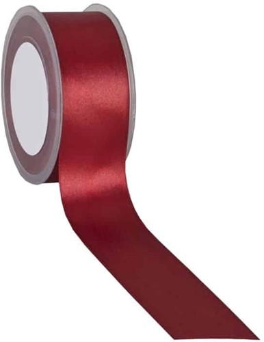 Dubbelsatijn 38mm x 25m Kerstlint Bordeauxrood Burgundy Double Faced Satin Ribbon Dubbelsatijn