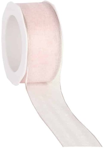 Lint Organza OUDRoze 38 mm draad /rol 20m Lint Organza Rose