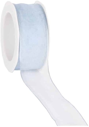 Lint Organza Lichtblauw 38 mm draad /rol 20m Lint Organza Babyblauw