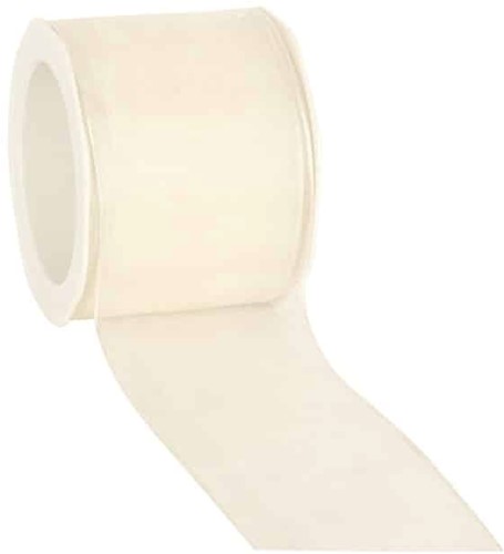 Lint Organza Wit 70 mm draad /rol 20m Lint Organza White