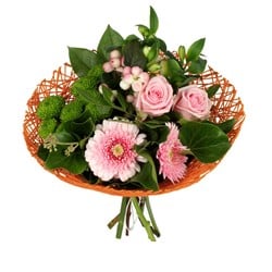 Actie Boekethouder Twist papier 20 cm oranje / st Boekethouder excl decoraties