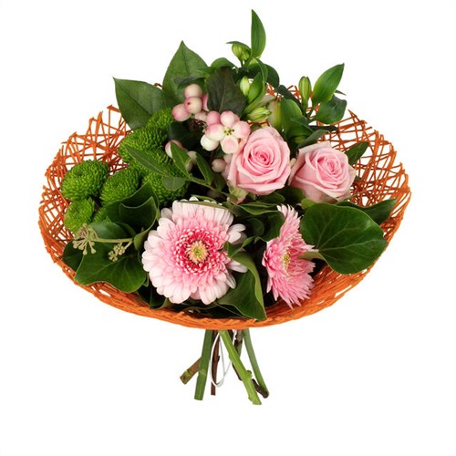 Actie Boekethouder Twist papier 20 cm oranje / st Boekethouder excl decoraties