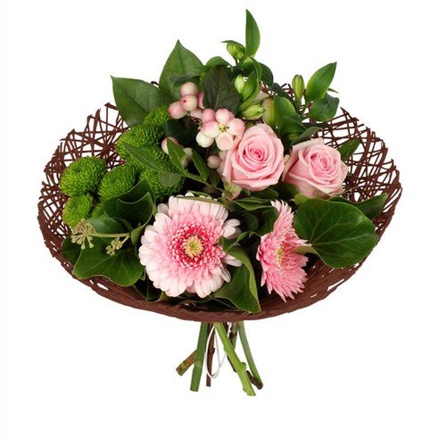 Actie Boekethouder Twist papier 20 cm bruin / st Boekethouder excl decoraties