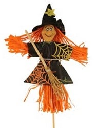 BIJSTEKER HEKS MET BEZEM 15X10cm. NEW STYLE Halloween heks