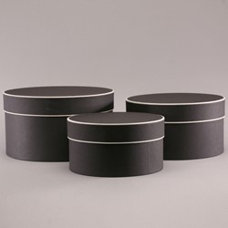 Set van 3-Ronde Bloemendozen-Zwart Black +cream Trim Bloemendoos