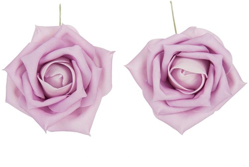foam rose de luxe Groot 9 cm. / 8 stuks Lila/Roze foamrozen