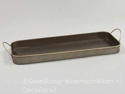 Onderbord dienblad brons metaal +handvaten 44. 5x18x3. 5cm. Onderbord