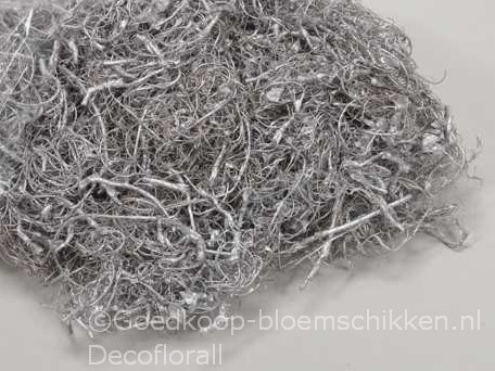 Curly mos +/- 250 gram. Zilver Curly mos