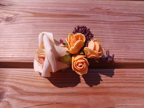 Corsage Roos Autumn CPA 864 Cava Oker Bordeaux Maatwerk corsage