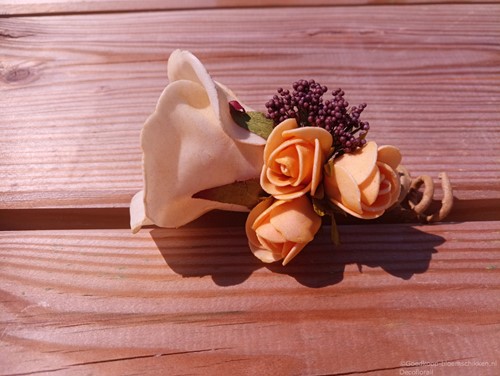 Corsage Roos Autumn CPA 865 Cava Oker Bordeaux Maatwerk corsage
