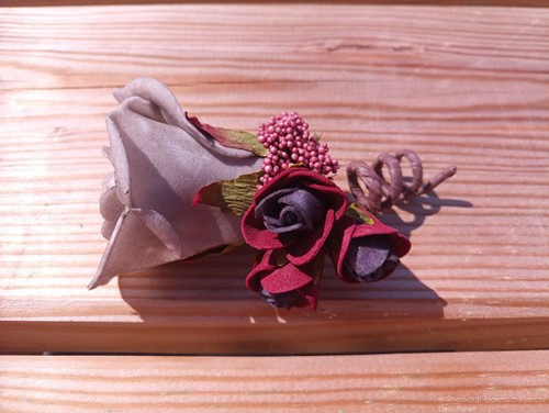 Corsage Roos Autumn CPA 869 Grijs Bordeaux Mauve Maatwerk corsage