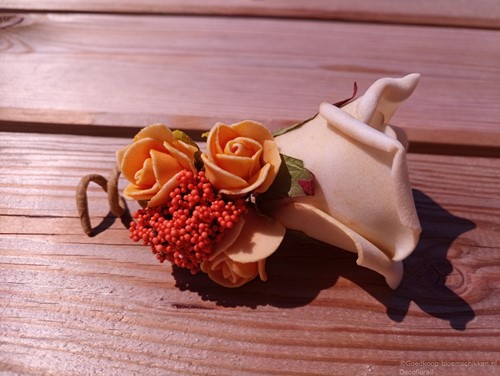 Corsage Roos Autumn CPA 859 Cava Oker Orange Maatwerk corsage