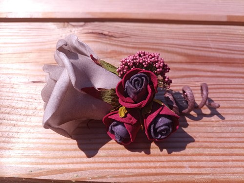 Corsage Roos Autumn CPA 861 Grijs Burgundy Mauve Maatwerk corsage