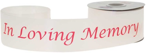 Lint 2 inch x 50 yards In Loving Memory Poly Ribbon - White Lint Herdenking