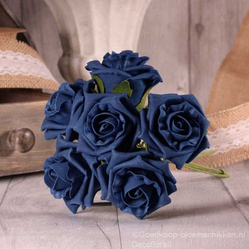 Foam Roos 6cm  Tea Rose x6 Navy Blue Foamroos