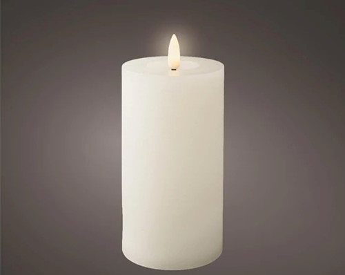 Actie Lumineo LED kaars WAX steady Binnen, met timer, Wit/warm wit dia7cm H.15cm / st Ledcandle vlameffect voor bloemschikken en decoratie