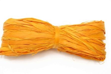 Raffia HBX 50 gram. oranjegeel Raffia bosje 50