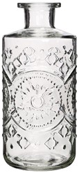 Gekleurd glazen fles Berlin Clear  / stuk Grotere fles ook voor olielamp bottle Ø9cm  h. 21 cm