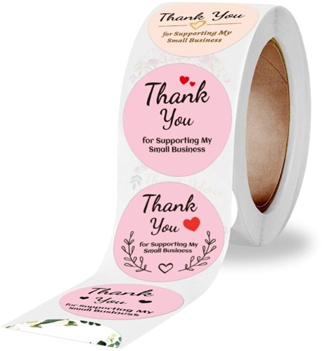 500 Stickers Labels Rol Thank you for supporting my small business rol etiketten 