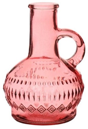 Gekleurde glazen flesje, vaasje, Lille Soft Pink / stuk Lille clear bottle h.10 Ø7cm