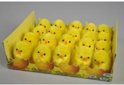 Chenille kuikentjes geel 3, 5 cm. / 14 stuks Chenille kuiken