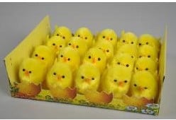 Chenille kuikentjes geel 3, 5 cm. / 21 stuks Chenille kuiken