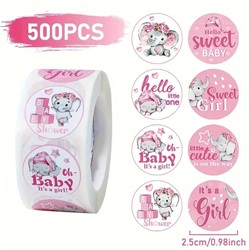 500 Stickers Labels BabyGirl Olifantje rol sluit etiketten