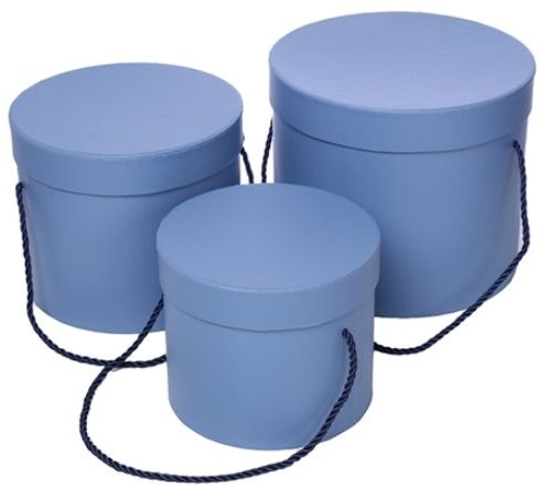 Bloemendoos Set van 3 Luxe Bloemendozen rond Zachtblauw met hengsel Flowerbox Cadeaudoos voor bv rozen