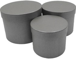 Bloemendoos Set van 3 Bloemendozen rond Grijs Flowerbox Cadeaudoos voor bv rozen