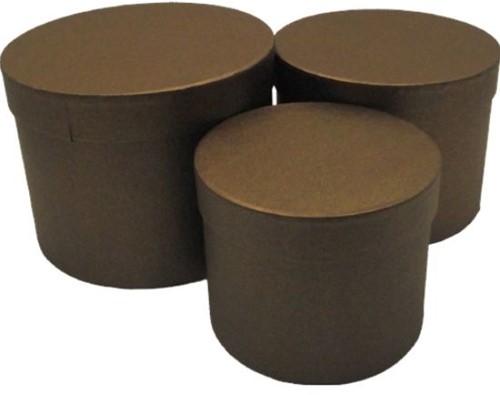 Bloemendoos Set van 3 Bloemendozen rond Bruin Flowerbox Cadeaudoos voor bv rozen
