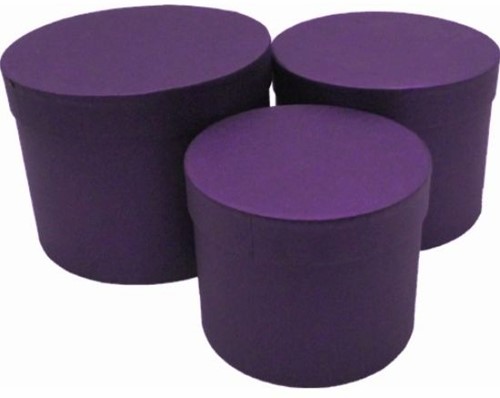 Bloemendoos Set van 3 Bloemendozen rond Paars Flowerbox Cadeaudoos voor bv rozen