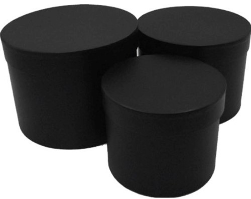 Actie Bloemendoos Set van 3 Luxe Bloemendozen rond Zwart Flowerbox Cadeaudoos voor bv rozen