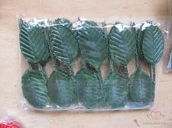 Blad zijde blaadjes op draad BIG- PAK200 DGroen 3*5cm. Blad zijde blaad