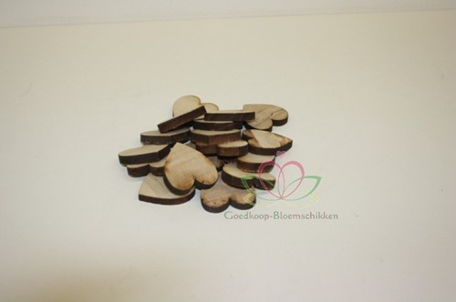 Harten hout 3, 5 cm. Zak 50 stuks NATUREL Hartjes Hout