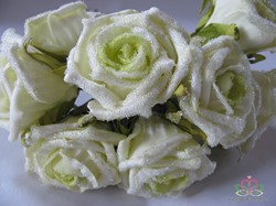 Actie foam roos Elegant cremeGroen besuikerd / bundel foam roos Eleg