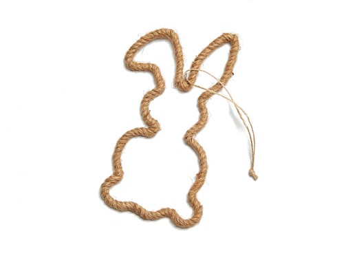 Actie Haas frame omwikkeld met touw Rope Bunny hangend oor 30cm Hangend oor Haasvorm met touw