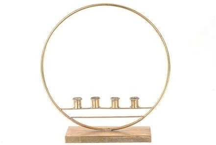 Frame Candleholder Kertas L38W11H41 op voet Goud / st Goud met 4 kaarsenhouders