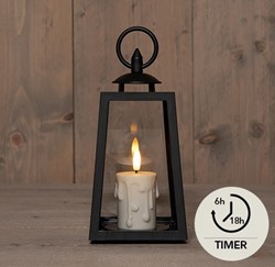 LANTAARN MET DRUIPKAARS 3D VLAM OP BATTERIJ MET TIMER 10X10X20.5CM ZWART Led