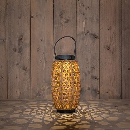 Solar Lantern Windlicht Anna's Collection SOLAR 1 LED BAMBOE 18X18X32CM Ledcandle voor bloemschikken en decoratie