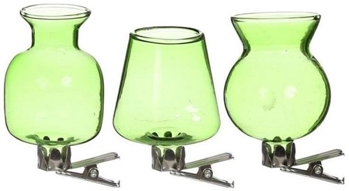 Gekleurd glazen flesje Clipper Groen  Set van 3 flesje met clip