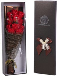 Bloemendoos gevuld met rode kunstrozen Cadeaudoos rozenboeket 48cm