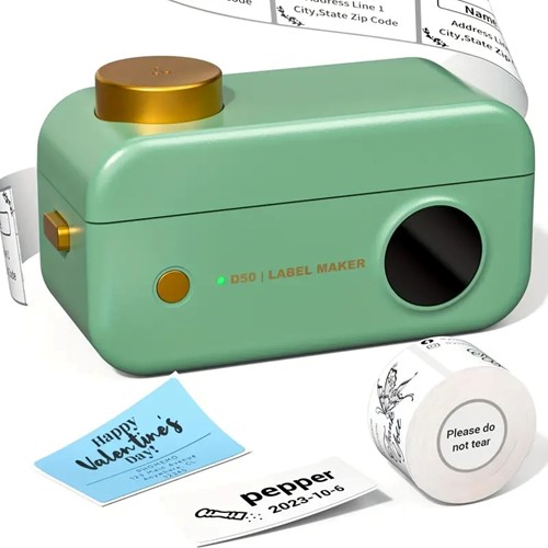 Labelprinter Groene Phomemo D50 Labelmaker 20-24mm incl software met diverse sjablonen / st Print labels vanaf je pc, tablet of telefoon EN zonder inkt 