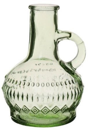 Gekleurde glazen flesje, vaasje, Lille Soft Green / stuk Lille clear bottle h.10 Ø7cm