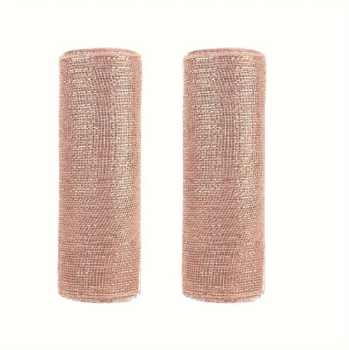 Decomesh Deco mesh Metalic voor kransen en inpakken Roségoud Rose'gold / rol  Decomesh 