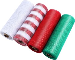 Actie Decomesh Deco mesh Metalic voor kransen en inpakken WIT ZILVERDRAAD Decomesh 26 cm br 10 yard/9 m